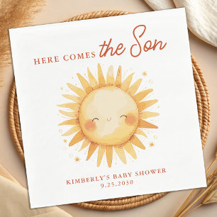 Here Comes The Son Cute Sunshine Boho Baby Shower Napkin