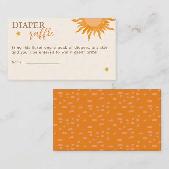 Here comes the son Diaper Raffle Baby shower Enclosure Card (Front/Back)