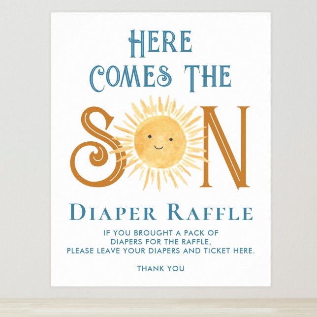 Here Comes The Son Diaper Raffle Baby Shower Sign (Creator Uploaded)