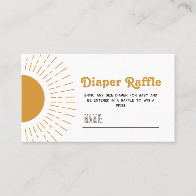 Here Comes The Son Diaper Raffle Cards  (Front)