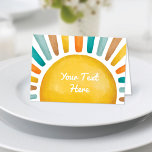 Here Comes the Son Food Labels Place Cards<br><div class="desc">Drenched in retro sunshine, this design is a wonderful blend of nostalgic aesthetics and contemporary functionality. The motif is a stunning array of muted yellow, blue, orange, and terracotta hues that create a warm and inviting atmosphere right off the bat. Personalise each card by adding the specific food item's name,...</div>