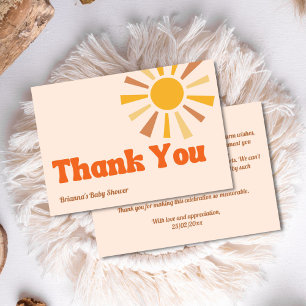 Here comes the son groovy retro baby shower thank you card