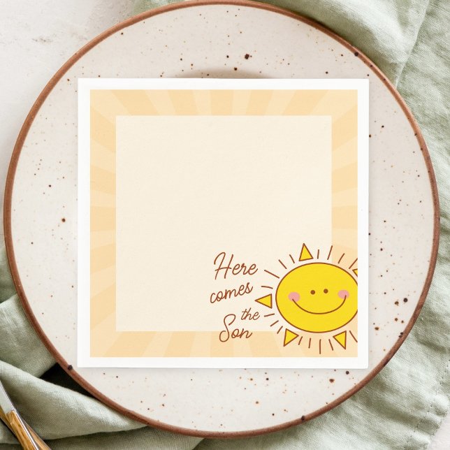 Here Comes The Son Little Sunshine Boy Baby Shower Napkin (Creator Uploaded)