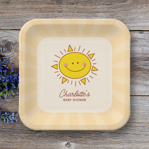 Here Comes The Son Little Sunshine Boy Baby Shower Paper Plate