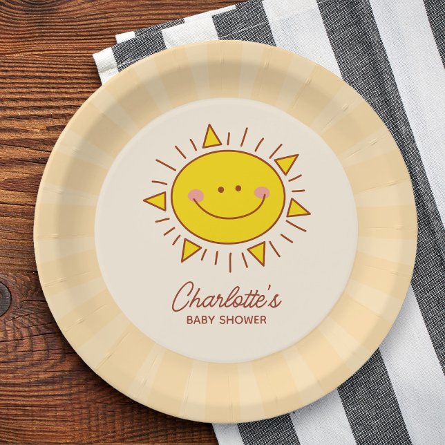 Here Comes The Son Little Sunshine Boy Baby Shower Paper Plate (Creator Uploaded)