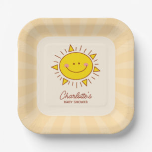 Here Comes The Son Little Sunshine Boy Baby Shower Paper Plate