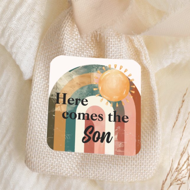Here Comes the Son Masculine Rainbow  Square Sticker (Creator Uploaded)