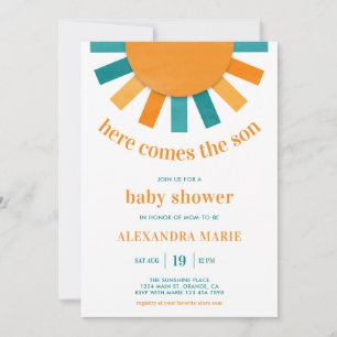 Here Comes the Son Modern Summer Baby Shower Invitation