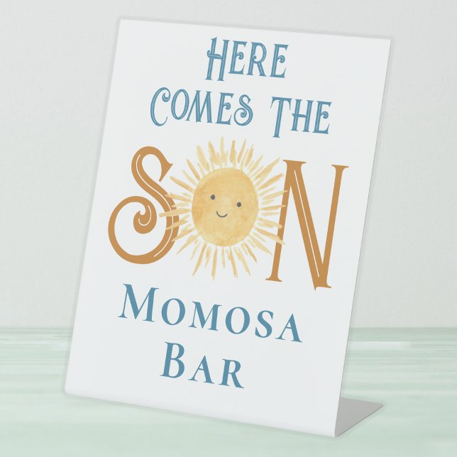 Here Comes The Son Momosa Bar Baby Shower  Pedestal Sign (Creator Uploaded)