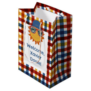 Here Comes the Son Plaid Baby Boy Medium Gift Bag