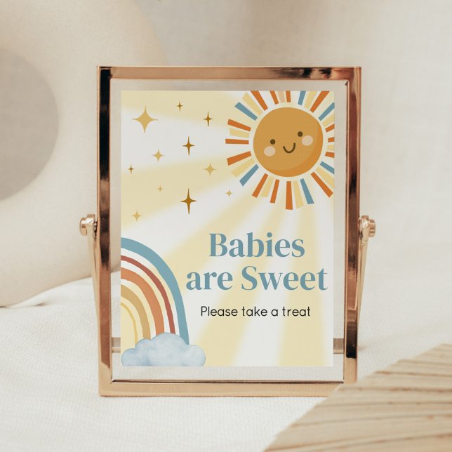 Here Comes the Son Retro Babies are Sweet Poster (Retro Here Comes the Son Baby Shower Babies are Sweet Sign)