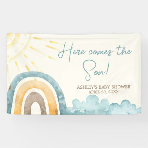 Here Comes The Son Retro Baby Shower Banner