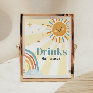 Here Comes the Son Retro Baby Shower Drinks Poster