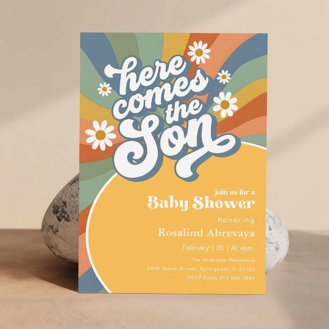 Here Comes the Son Retro Baby Shower Invitation (Creator Uploaded)
