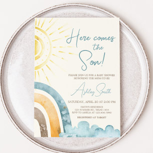 Here Comes The Son Retro Baby Shower Invitation