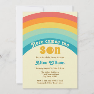 Here Comes the Son Retro Boho Baby Shower Invitation