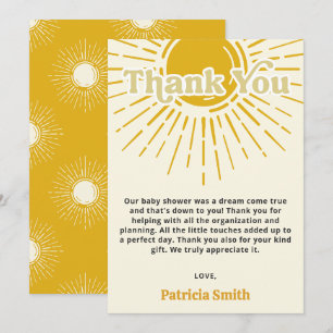 Here comes the son retro boy baby shower thank you card