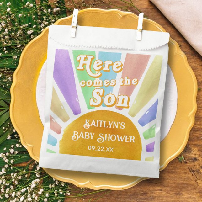 Here Comes The Son Retro Boys Baby Shower Favour Bags (Creator Uploaded)