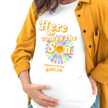 Here Comes The Son Retro Boys Baby Shower T-Shirt<br><div class="desc">Celebrate in style with this trendy baby shower t-shirt. The design is easy to personalise with your own name and your family and friends will be thrilled when they see this fabulous t-shirt. Matching party items can be found in the collection.</div>