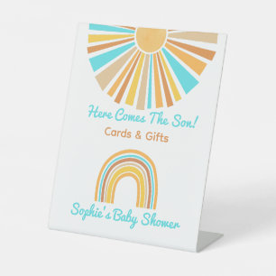 Here Comes The Son, Retro Rainbow Cards & Gifts Pedestal Sign
