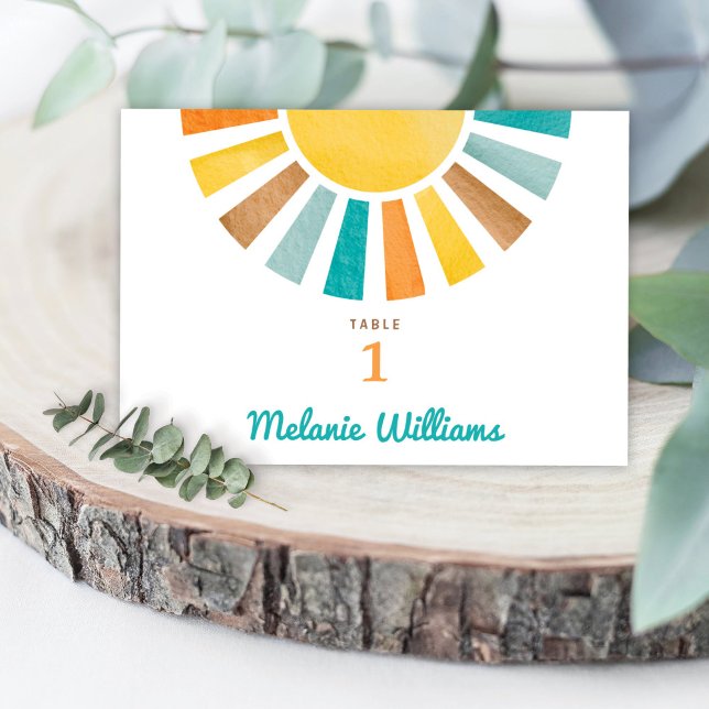 Here Comes the Son Retro Sun Baby Boy Table Number (Creator Uploaded)