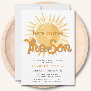 Here Comes The Son Sun Baby Shower  Invitation