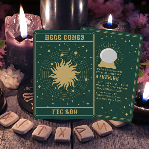 Here Comes The Son Sun Tarot Baby Shower Invitation