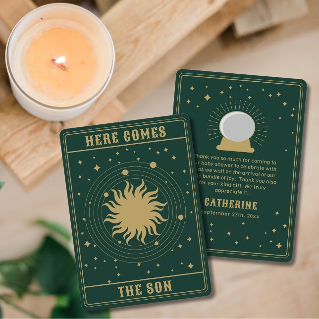 Here Comes The Son | Sun Tarot Baby Shower Thank You Card (Creator Uploaded)
