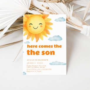 Here Comes The Son Sun Theme Baby Shower Invitation