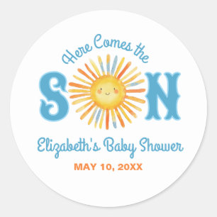 Here Comes the Son Sunshine Baby Shower Classic Round Sticker