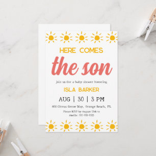 Here comes the son sunshine baby shower invitation