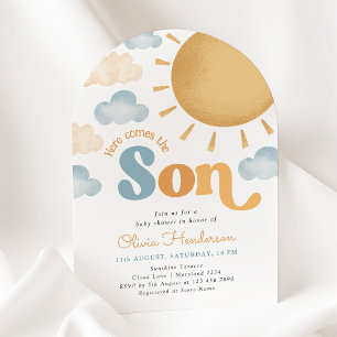 Here Comes the Son Sunshine Baby Shower Invitation