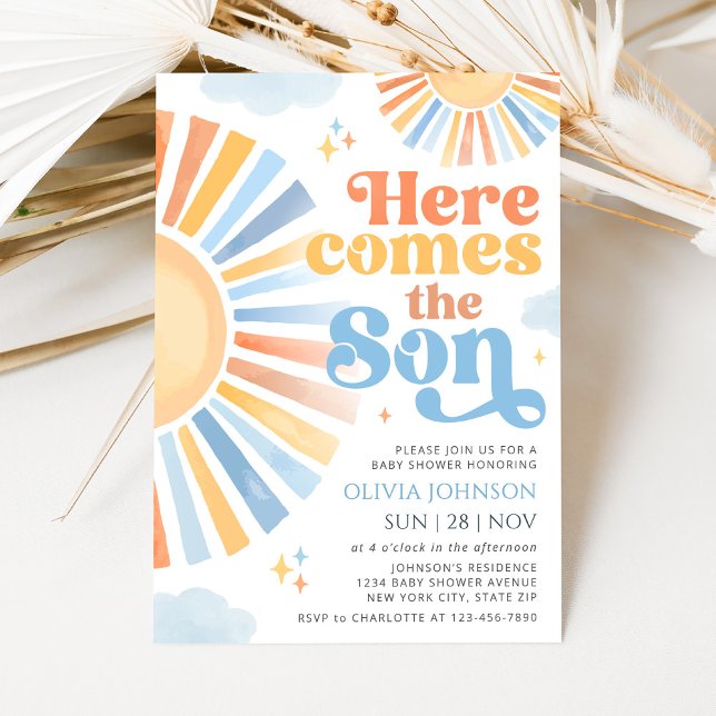 Here Comes the Son Sunshine Baby Shower Invitation (Creator Uploaded)