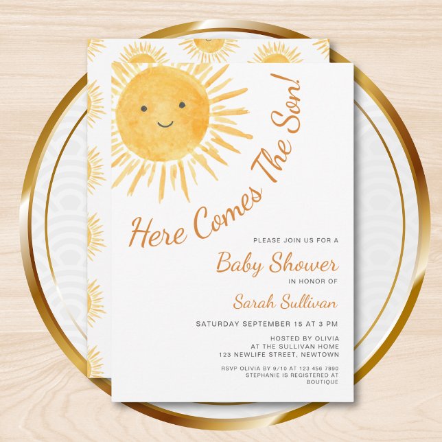 Here Comes The Son Sunshine Baby Shower Invitation (Creator Uploaded)