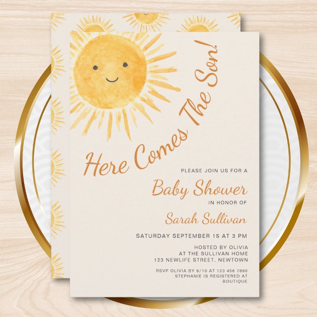 Here Comes The Son Sunshine Baby Shower Invitation (Creator Uploaded)