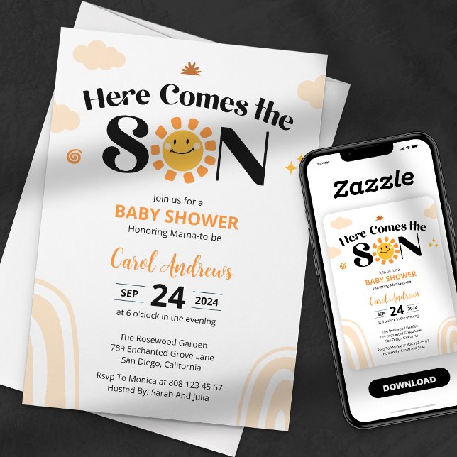 Here Comes the Son Sunshine Baby Shower Invitation (Creator Uploaded)