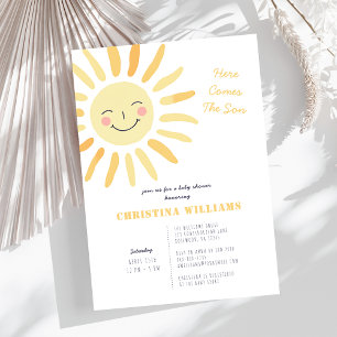 Here Comes The Son Sunshine Baby Shower Invitation