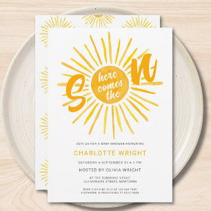 Here Comes The Son Sunshine Baby Shower  Invitation