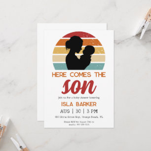 Here comes the son sunshine baby shower invitation