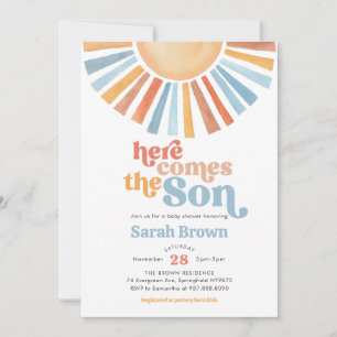 Here Comes The Son Sunshine Baby Shower Invitation