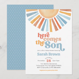 Here Comes The Son Sunshine Baby Shower Invitation