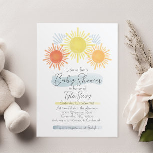 Here Comes the Son   Sunshine Baby Shower Invite
