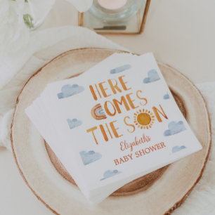 Here Comes The Son Sunshine Baby Shower  Napkin