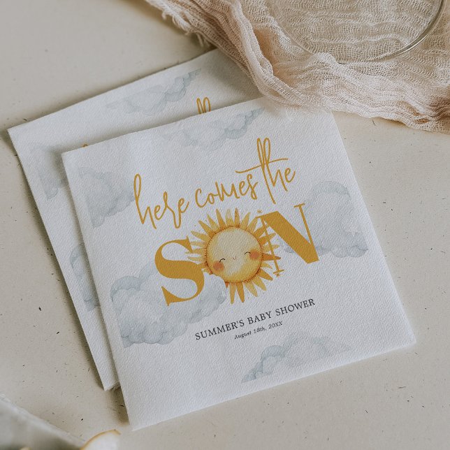 Here Comes The Son Sunshine Baby Shower Napkin (Creator Uploaded)