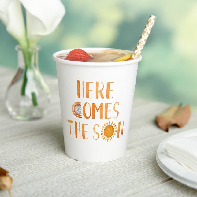 Here Comes The Son Sunshine Baby Shower  Paper Cups (Insitu)