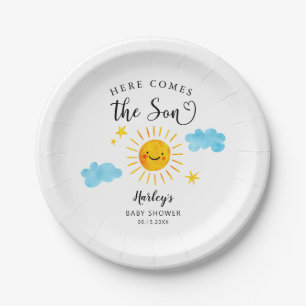 Here Comes The Son Sunshine Baby Shower Paper Plate