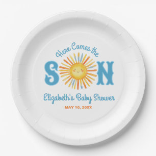 Here Comes the Son Sunshine Baby Shower Paper Plate