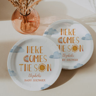 Here Comes The Son Sunshine Baby Shower  Paper Plate
