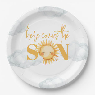 Here Comes The Son Sunshine Baby Shower Paper Plate