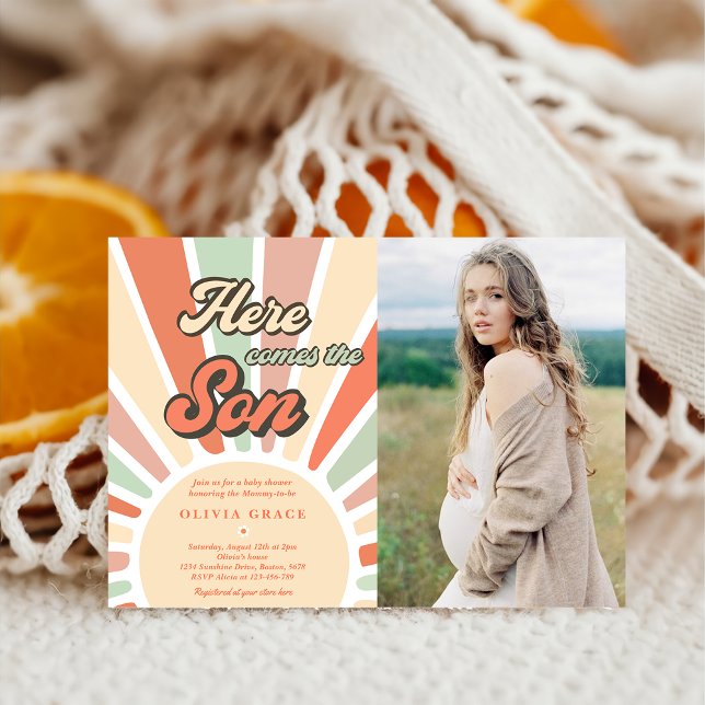 Here Comes The Son Sunshine Baby Shower Photo  Invitation (Creator Uploaded)